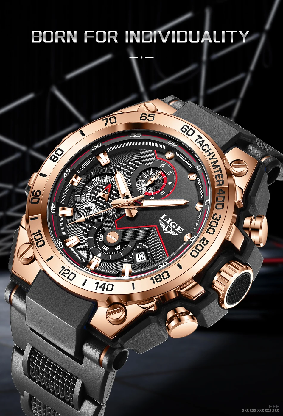 LIGE Luxus Militär Uhr Für Männer Wasserdicht Leucht Silikon Mann Uhr Quarz Hohe Qualität männer Sport Uhren Männlich Uhren – Detail 1