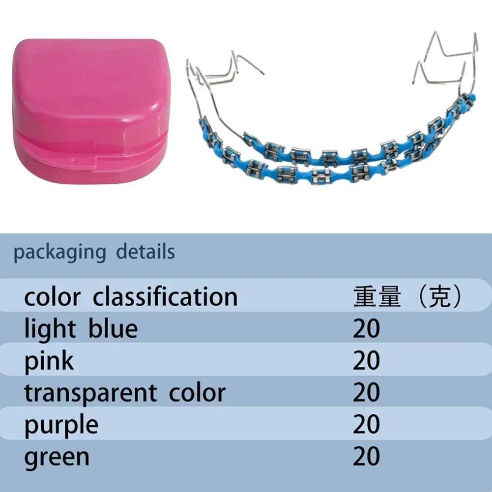 1 زوج الأقواس الموضة مع صندوق الملونة الأسنان الديكور مع الأسلاك المعدنية كتيفة معدنية العلاقات الأوعية الدموية تقويم الأسنان #6