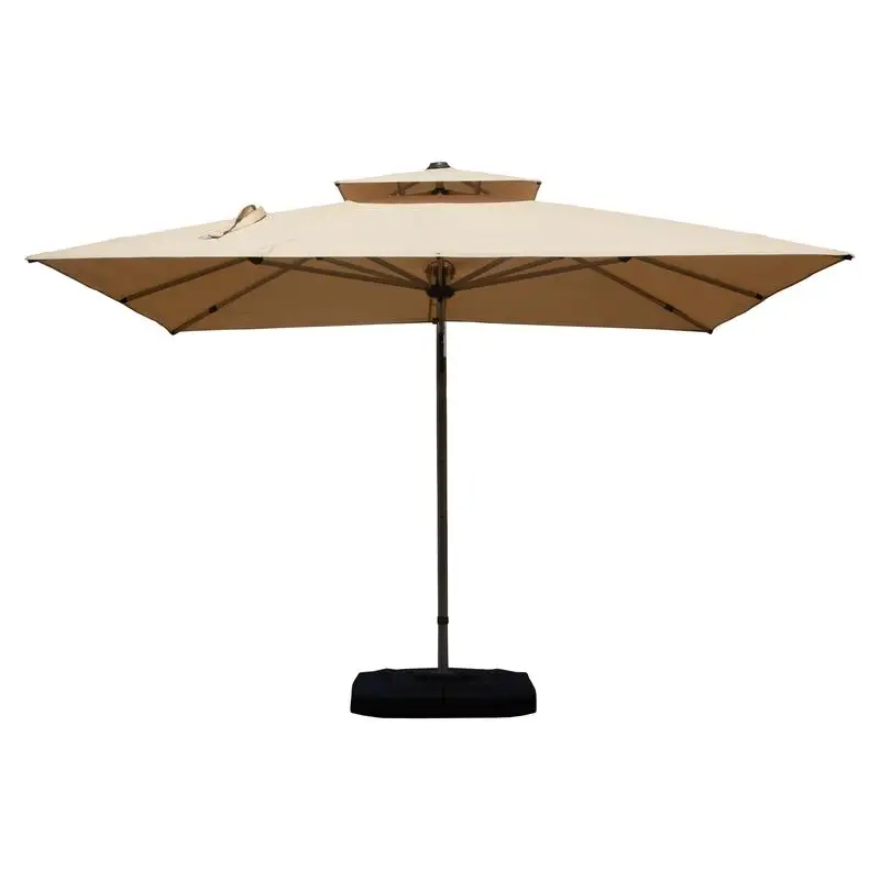 

9ft Aluminum Cantilever Tilt Patio Umbrella with Center Pole Beige Color (Base Not Included)