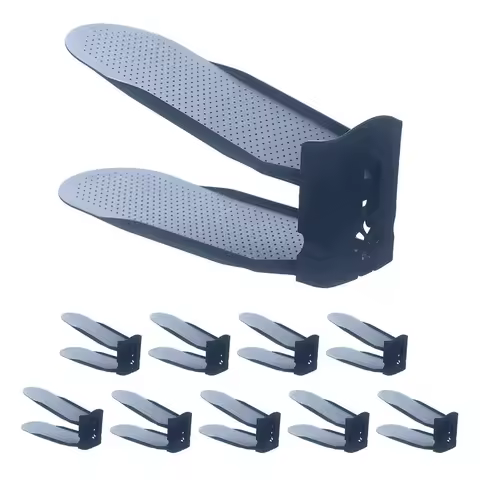 Shoe Slots Space Saver Shoe Space Savers Double Deck Space-Saving Pack Of 10 Stackable Adjustable Slippers Household Solution