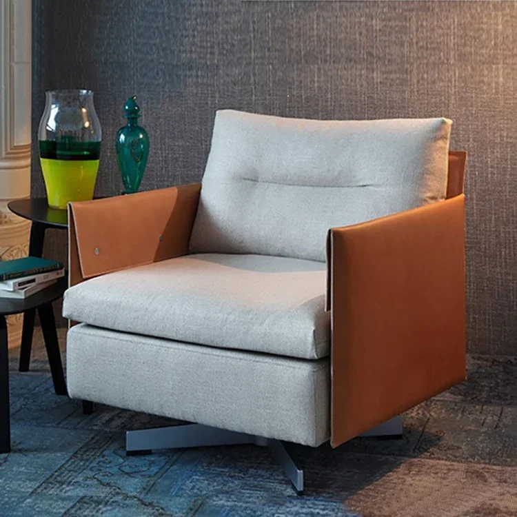 

A Modern Luxury High Quality Comfortable Accent Chair Leather Upholstery Swivel lounge Chair For Living Room