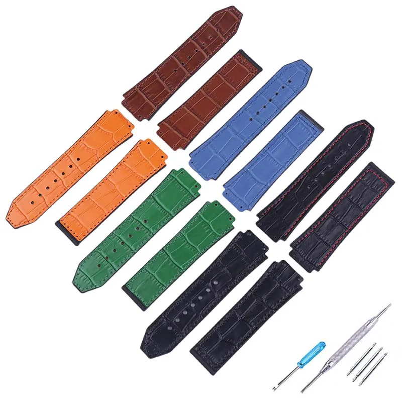 Men Leather strap accessories Be compatible for HUBLOT Big Bang veneer Rubber 19mmx26mmx22mm women sports wristband bracelet