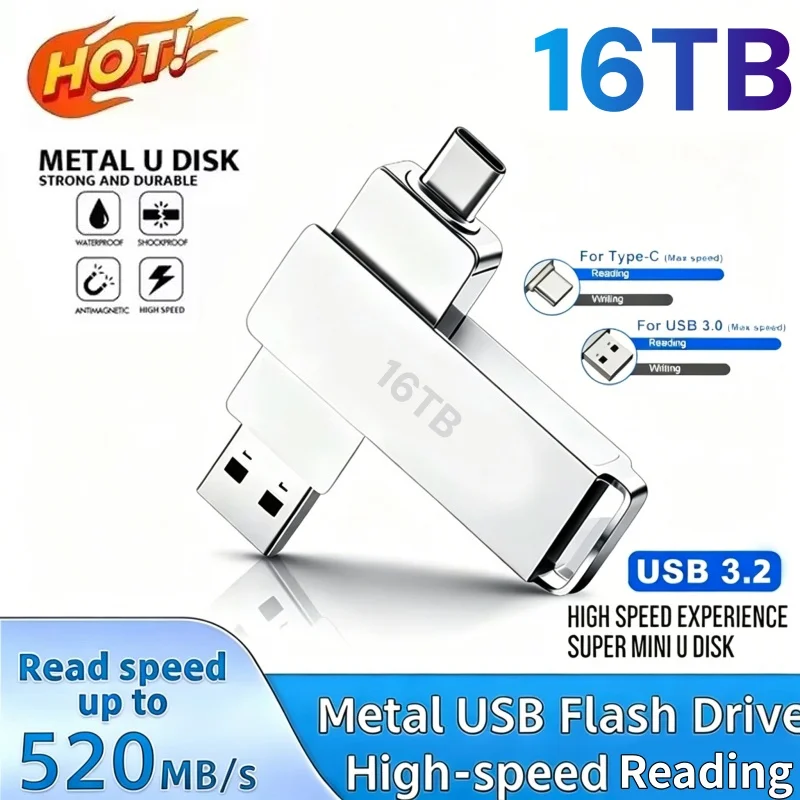Pendrive USB 3.2 16TB metalowy wodoodporny