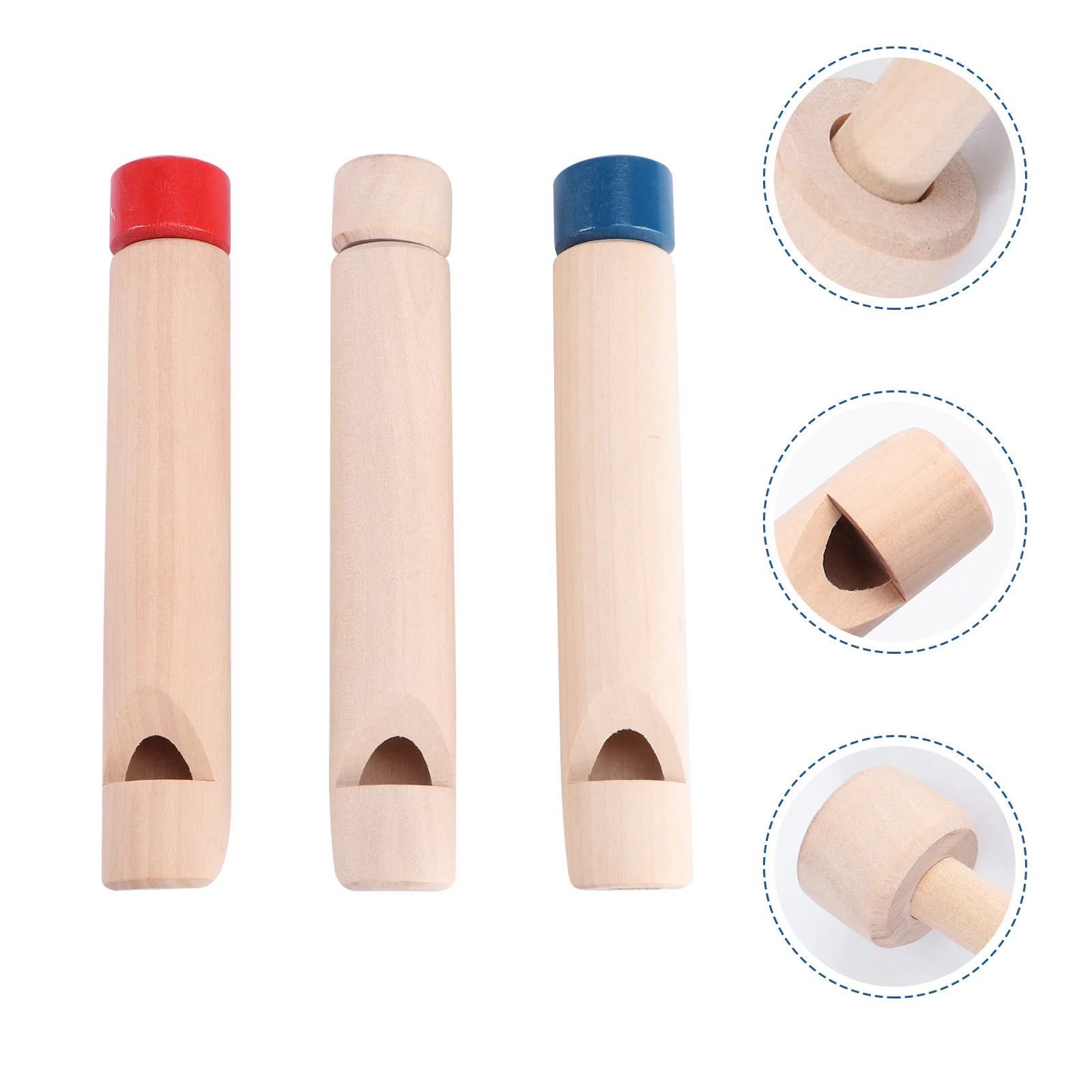 

3 PCS Wooden Round Whistle Bulk Toys Kids Music Instruments for Educational Bamboo Child