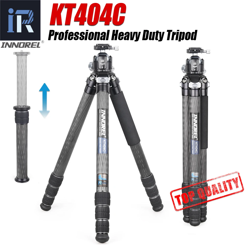 INNOREL KT404C Compact 10X Carbon Fiber Tripod for Digital DSLR Video Camcorder Heavy Duty Camera Stand with Center Column