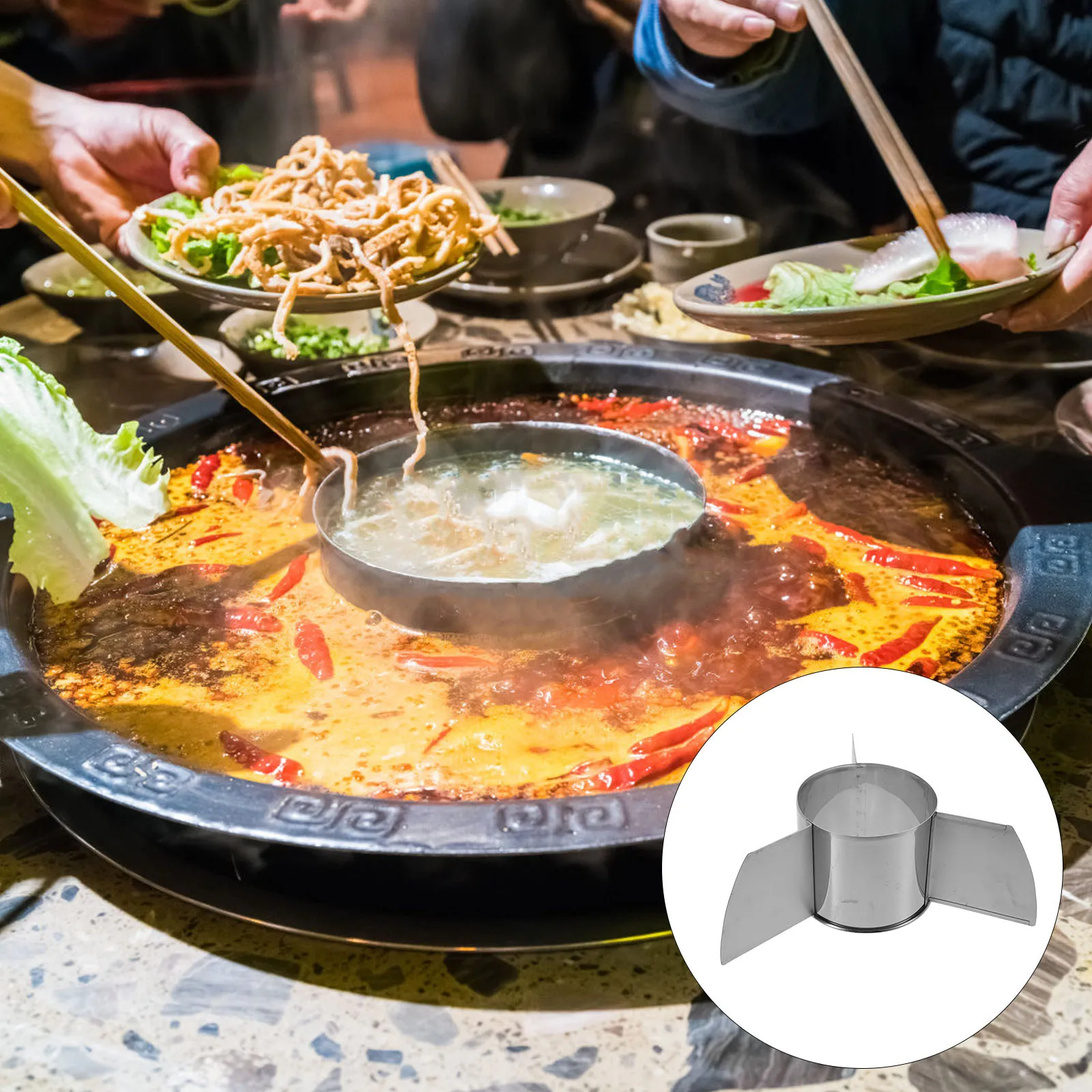 

Stainless Steel Hot Pot Grid 5 Sections Perfect for Multi Dish Cooking Easy Clean Non Stick Surface for Healthy Meals