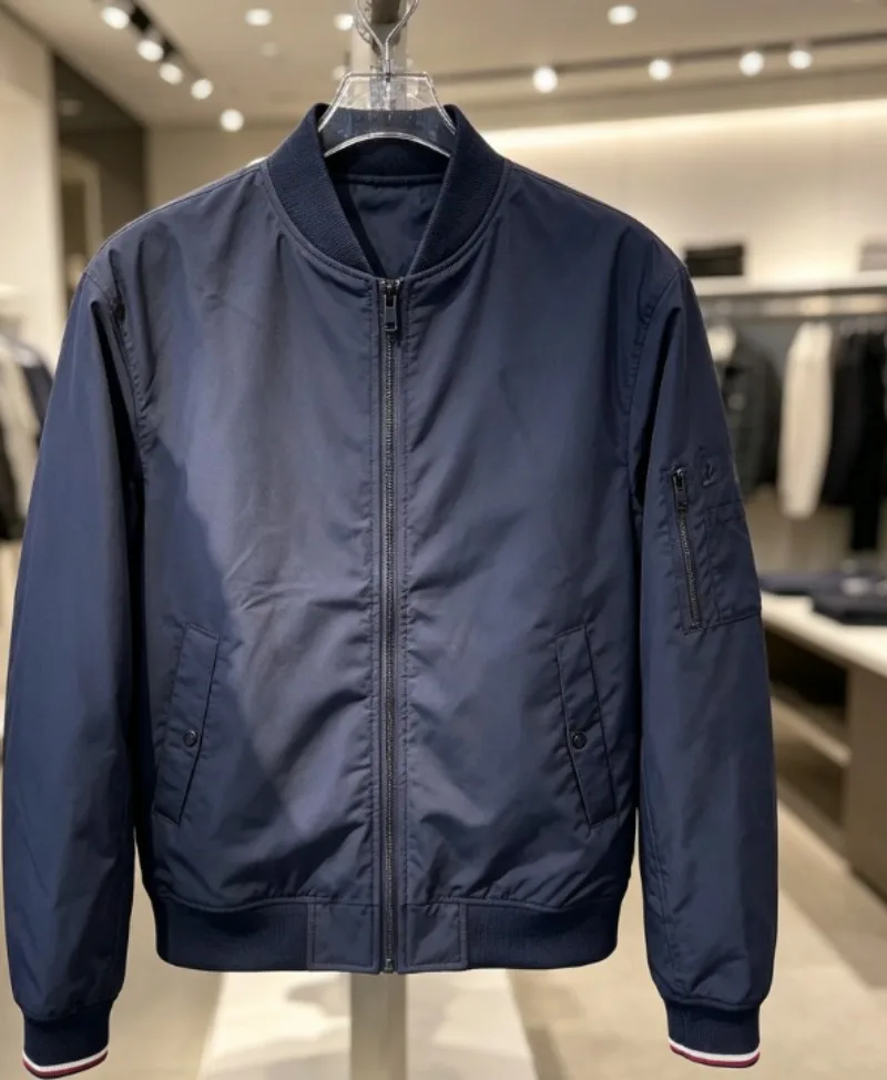 American style men winter fall business casual cotton jacket bomber collar coat for daily wear.