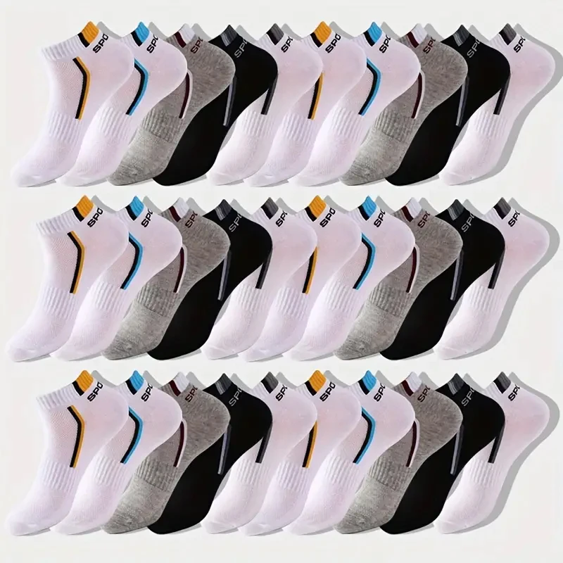 5/10/20/30 Pairs Men Sport Socks Sweat-absorbing Comfy Breathable Socks For Men Basketball Training Running Outdoor Activities