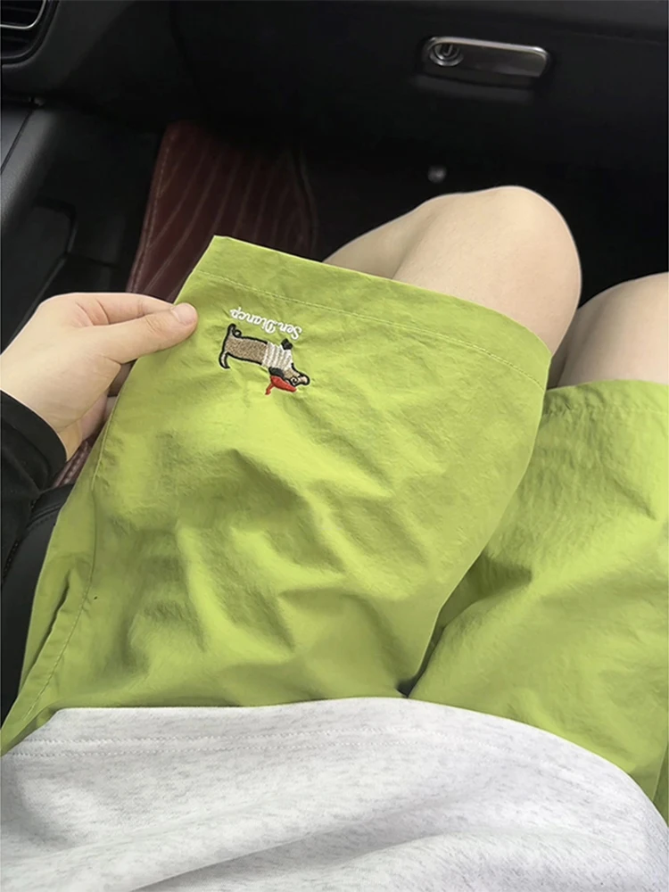 

Мужские летние спортивные шорты Dopne Qui Dry для активного отдыха с вышивкой таксы, из ледяного шелка, повседневные, пляжные, длиной до колена