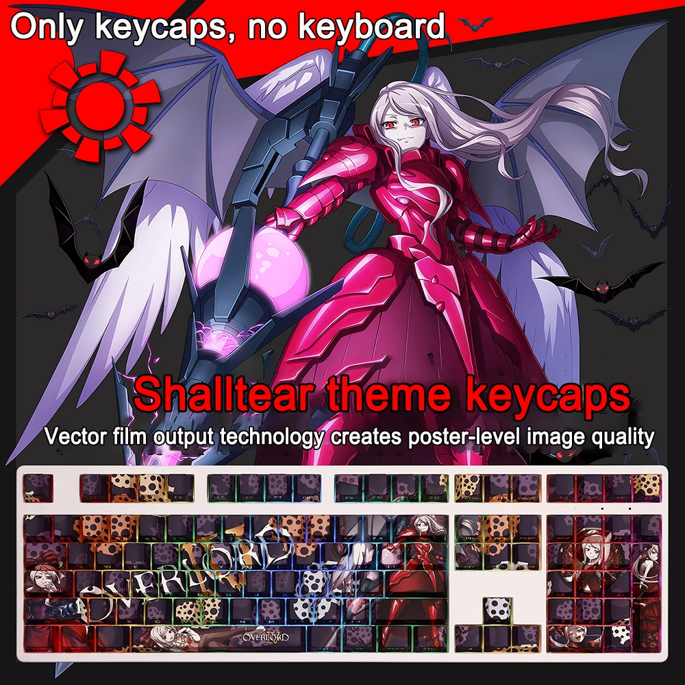

108 Keys/set Keycaps Overlord Keycaps Albedo PBT Dye Sub Backlit Keycaps Cartoon Anime Gaming Key Caps For ANSI 61 87 104 108