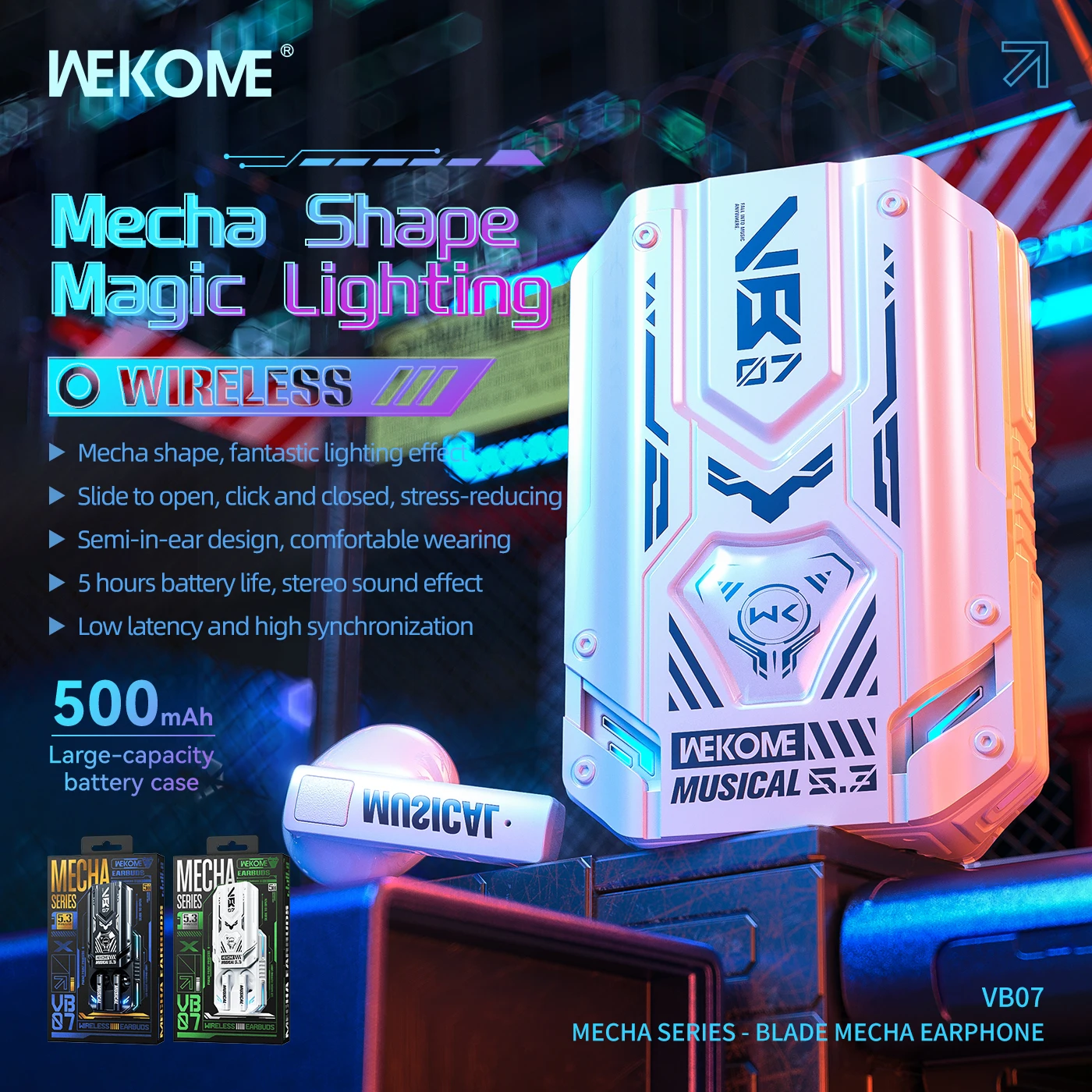 Imagem -02 - Headconjunto Bluetooth Série Wekome-mecha