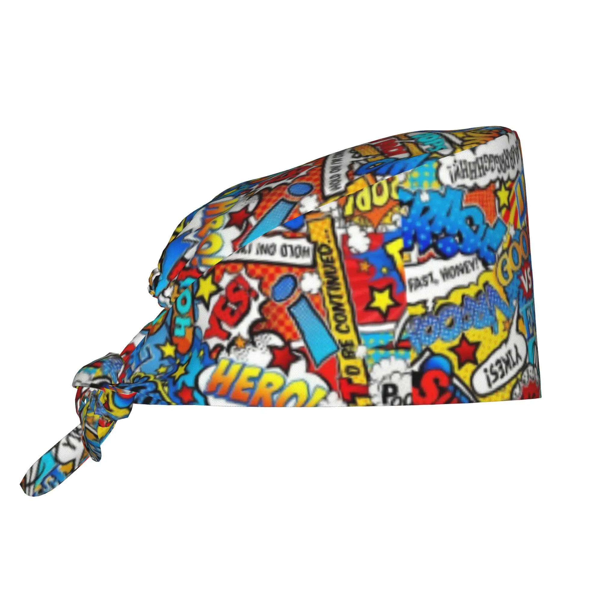 Custom Comic Book Working Cap Surgical Hats Women Men  Operating Room Cap Nursing Cap Lab Works Hat