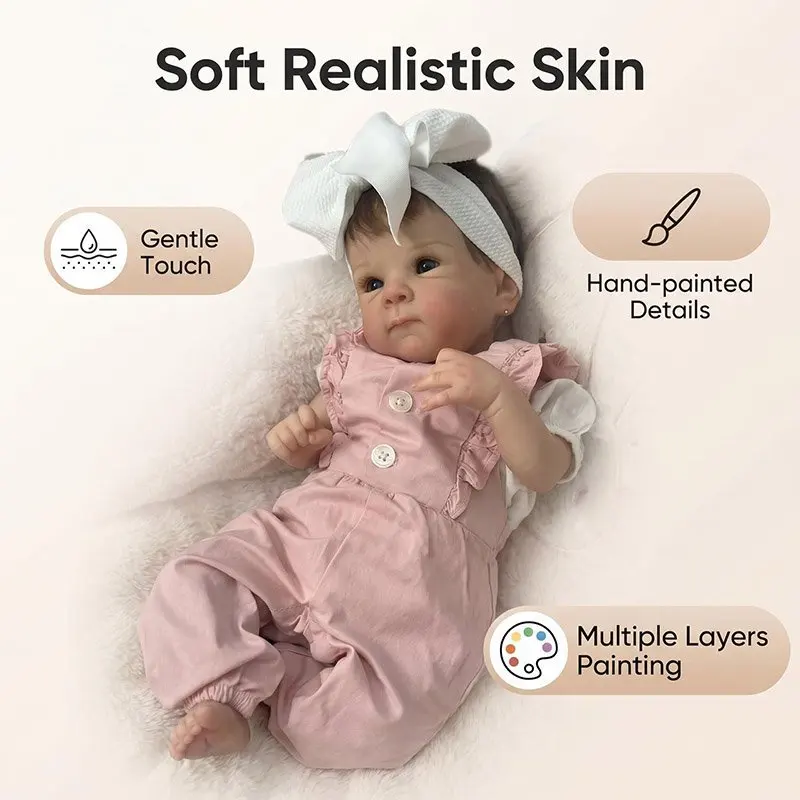 18inch Hand Made Reborn Baby Doll Bettie 46cm Full Silicone Vinyl Body Newborn Baby Dolls with Rooted Hair