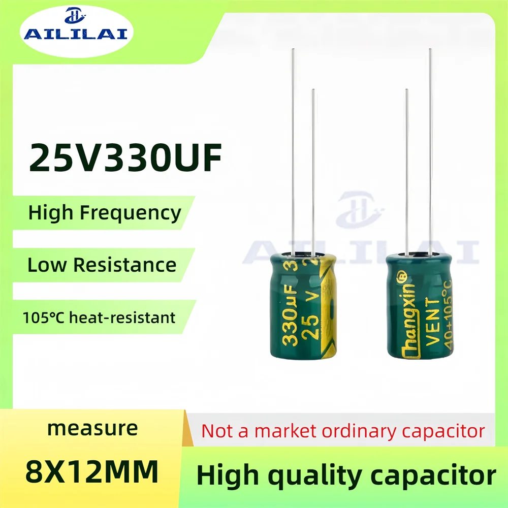 20PCS Original 25v330uf Low ESR/Impedance High Frequency 25V 330UF Aluminum Electrolytic Capacitor 25V330UF Size: 8X12MM