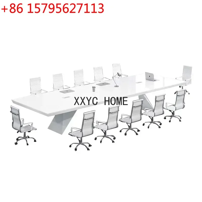 

Hot Sale White Meeting Table Chairs Modern Boardroom Seminar Teamwork Conference Table