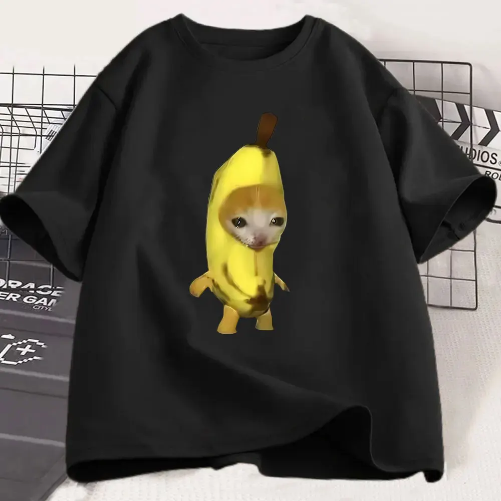 

Banana Cat Funny Meme T-shirt Men's Women Casual Humor Oversized T Shirt Unisex Summer Cotton O-collar Short-sleeved T-shirts