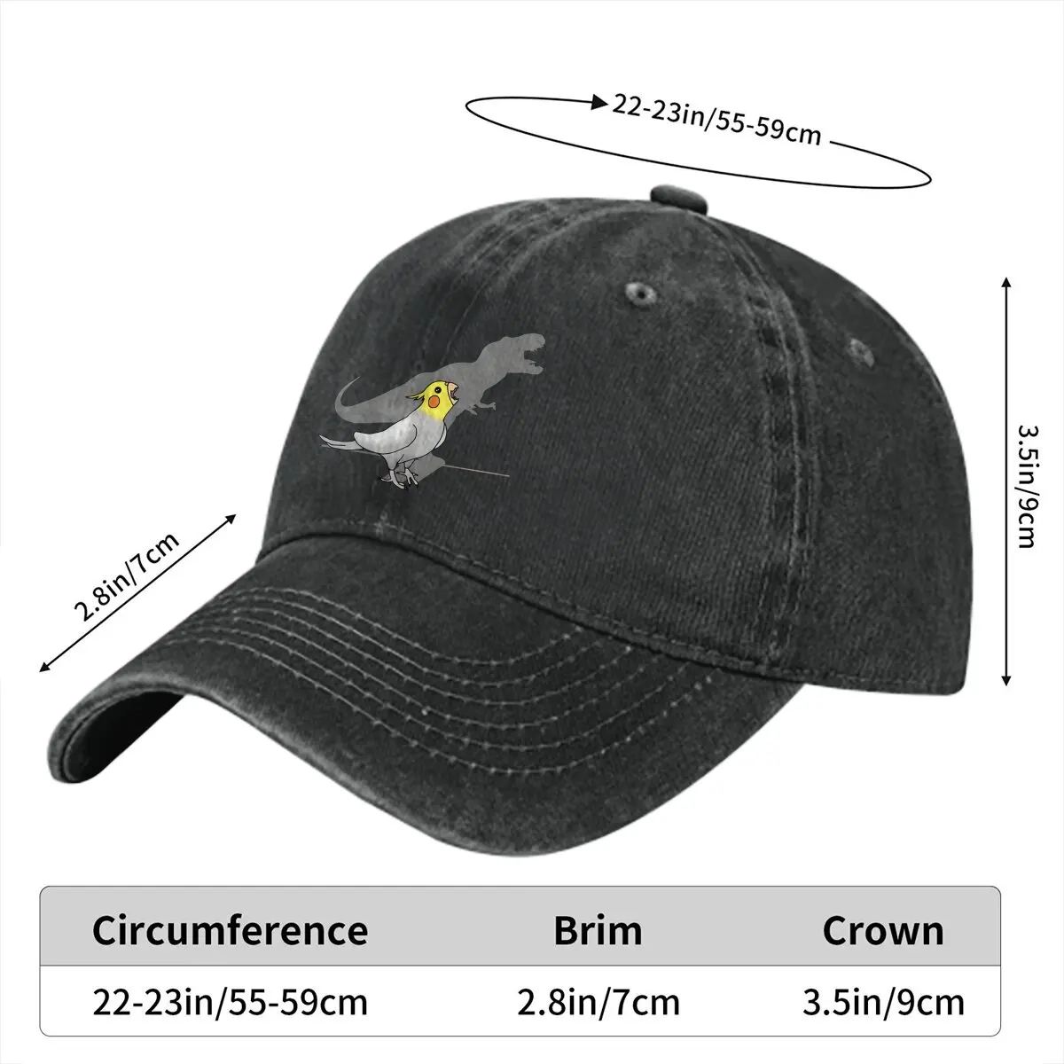 Dinosaur Shadow Cockatiel Baseball Caps Peaked Cap T-Rex Dinosaurs Sun Shade Hats for Men