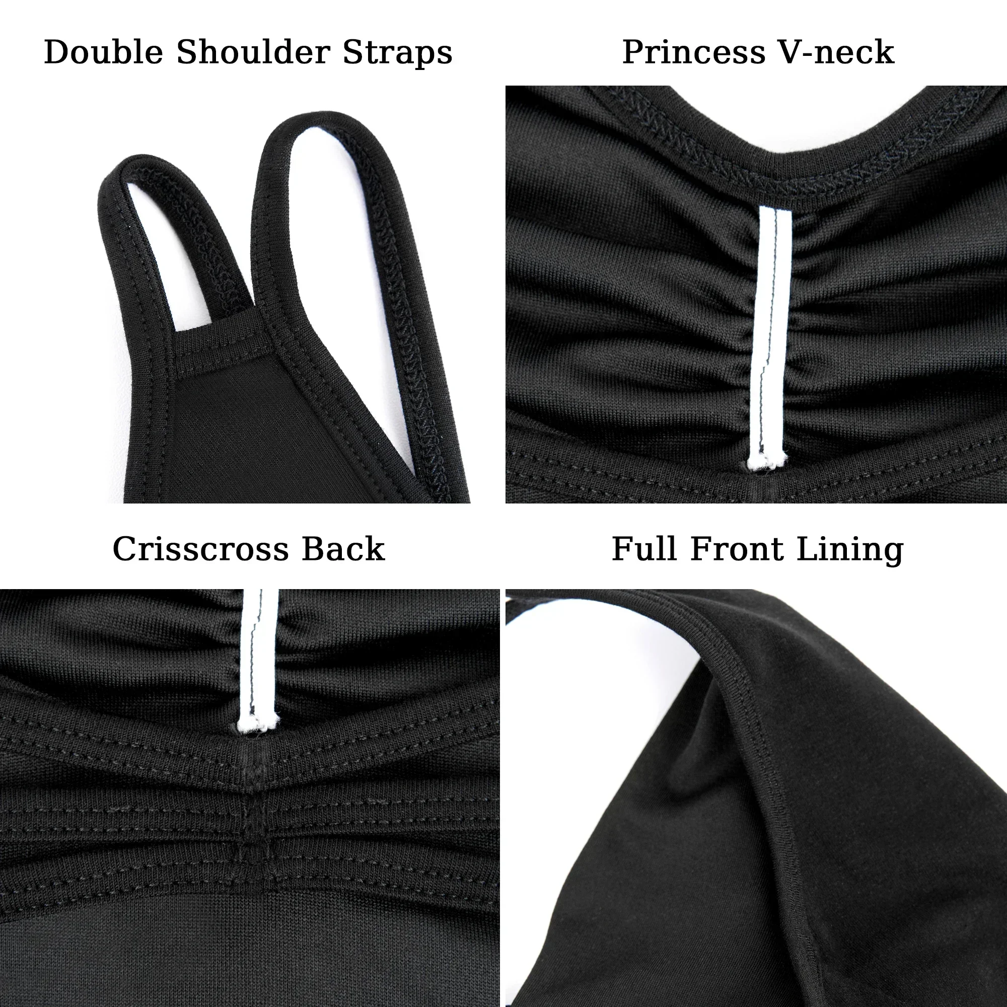 女性バレエレース半袖ダンスレオタードタンク、中空バックダンスウェア