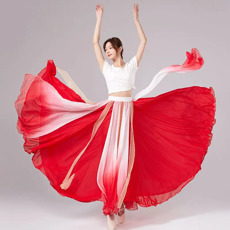 Classical Chinese Dance Performance Costumes for Women Gradually Change Color Elegant Large Swing Skirts Adult Long Skirts