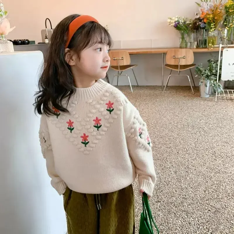 

Girls' Sweater New Autumn And Winter Children's Wear Pullover Inner Knitted Sweater Stylish Baby Fashion Outfits Top Clothing