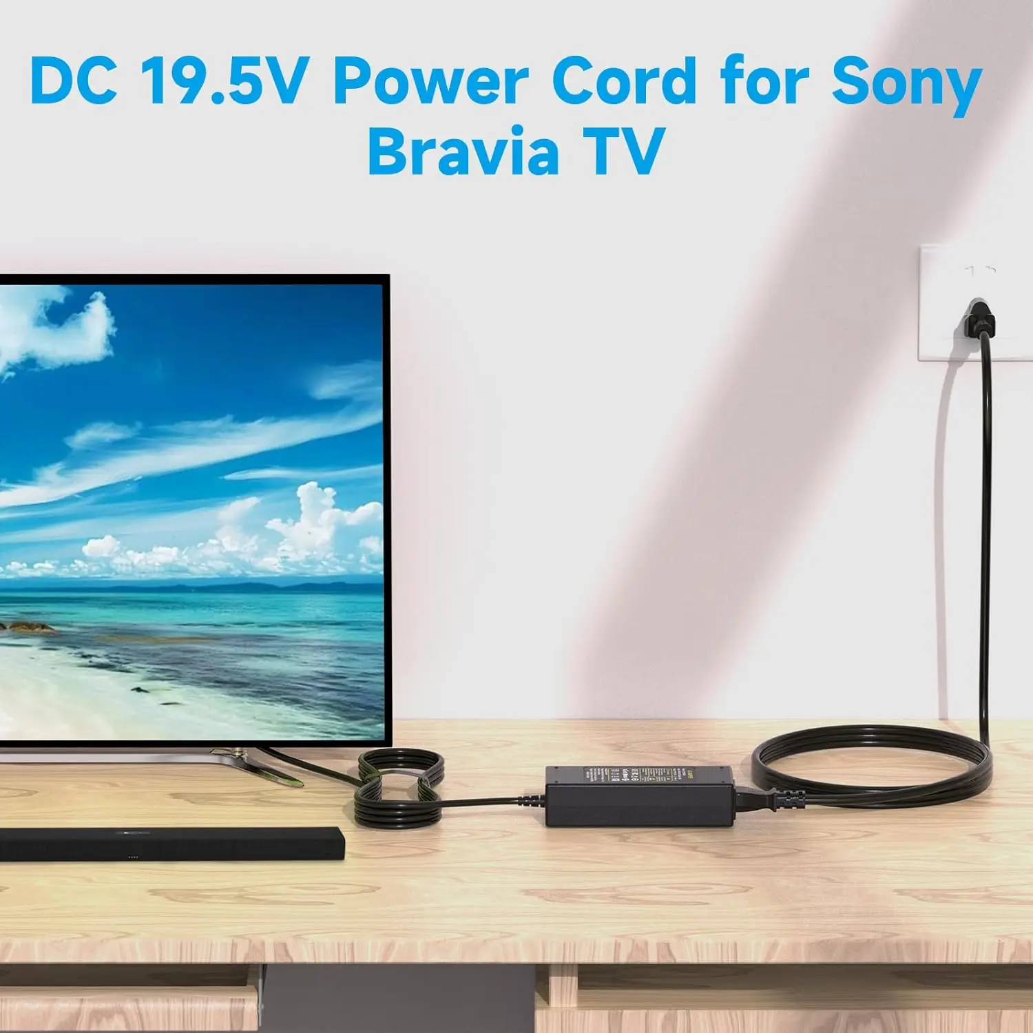 سلك محول طاقة 19.5 فولت لتلفزيون سوني برافيا KDL-40W600B، KDL-48W600B، KDL-55، KDL-32، KDL-42 شاشة تلفزيون LED LCD HD ذكية