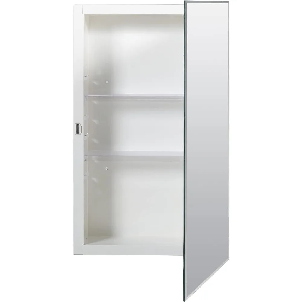 Frameless Mirror Medicine Cabinet, 16" W x 26" H, Made for Recessed or Surface Mount, Powder Coated Steel Body