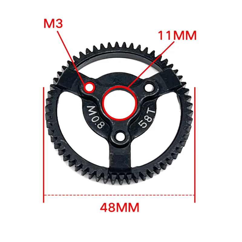 Ingranaggio in metallo d'acciaio 32P(M0.8) pignone motore 58T per aggiornamento camion Buggy 1/10 Traxxas Summit,Revo,E-Revo,Slash RC