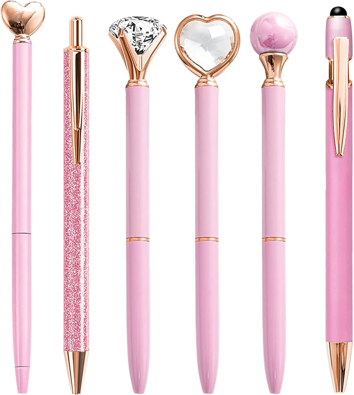 

Pink Pens for Women, 6-Pack Cute Ballpoint Pens with Black Ink, Medium Point for Office and School Supplies, Gifts for Girls