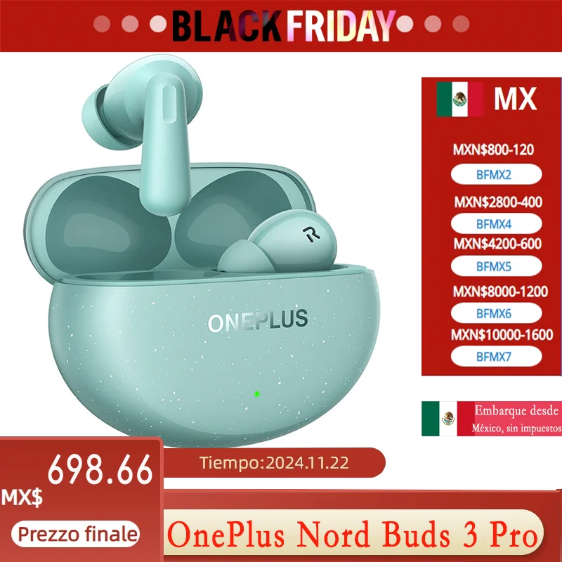 Ship From Mexico, OnePlus Nord Buds 3 Pro E511A, Earbuds Bluetooth IP55 Earphone, Global Version Bluetooth 5.4