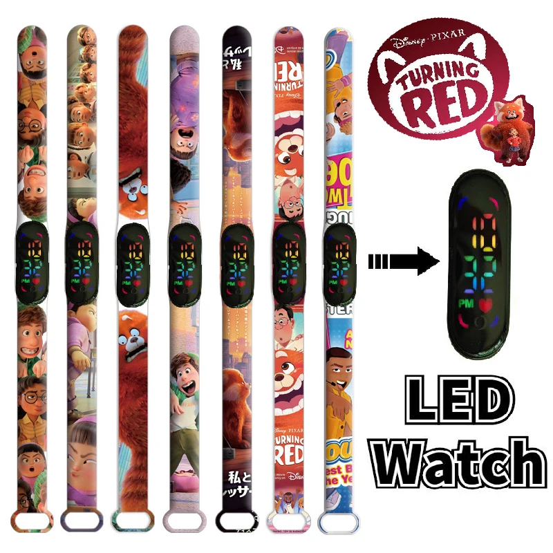 Disney turning red Children's Watch Anime action figure Silicone Mi LED waterproof Electronic Bracelet Watch for kids gifts