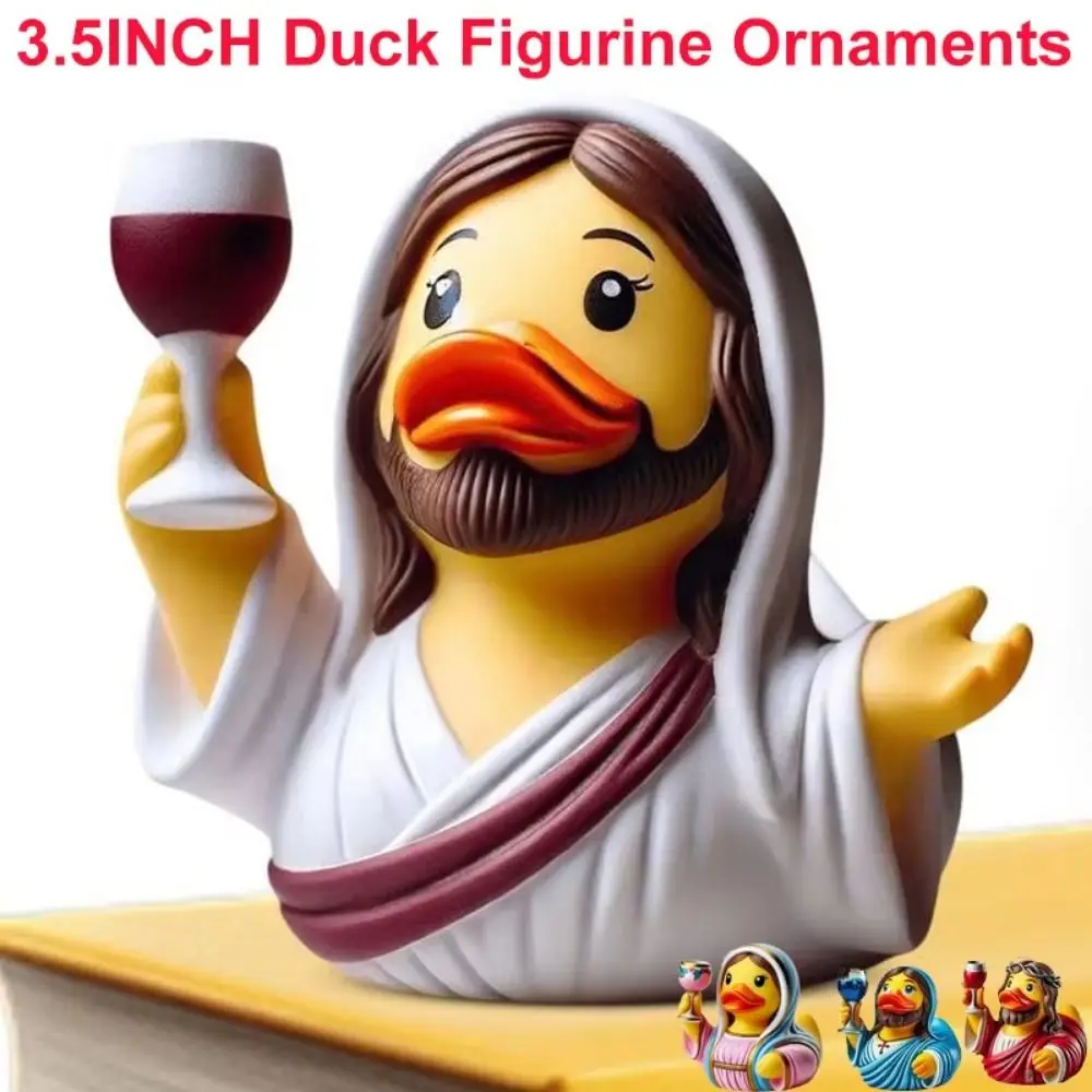 

Maria Duck Jesus Duck Figurines Resin Realistic Animals Duck Resin Ornament Manhole Cover Cartoon Animal Statue Ornament