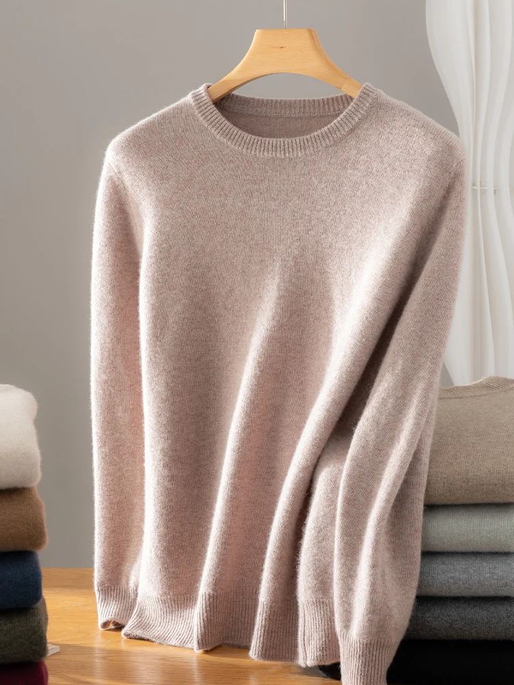 2025 New Men's 100% Cashmere Sweater Autumn Winter O-neck Thick Long Sleeve Pullover Smart Casual Basic Cashmere Knitwear Topss