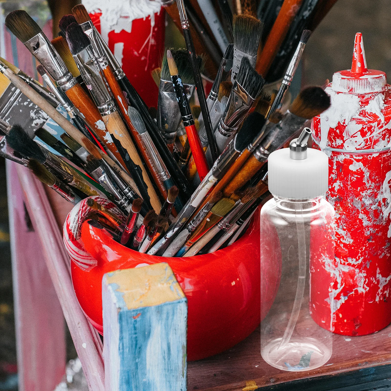 

3Pcs Plastic Airbrush Storage Bottles 80cc Siphon Feed Paint Mixing Jars Refillable Airbrush Accessories Paint Bottle