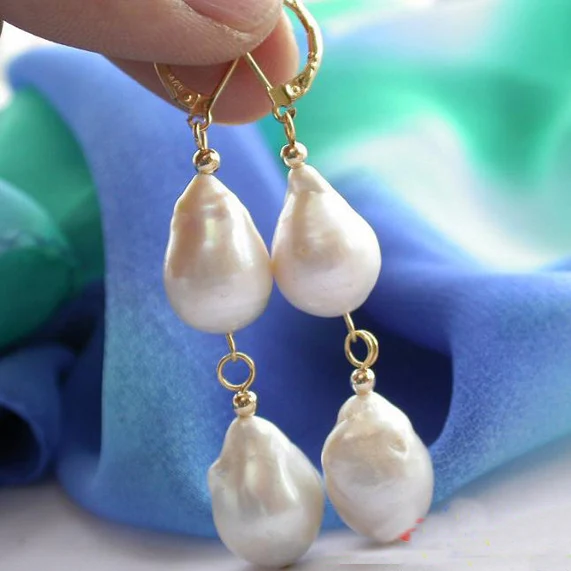 

Favorite Pearl Jewelry,18mm White Drip Keshi Reborn Pearl Dangle Earrings,Charming Wedding Birthday Party Perfect Lady Gift