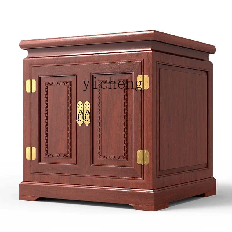 TQH solid wood red sandalwood invisible safe hidden built-in household all-steel small smart bedside safe box