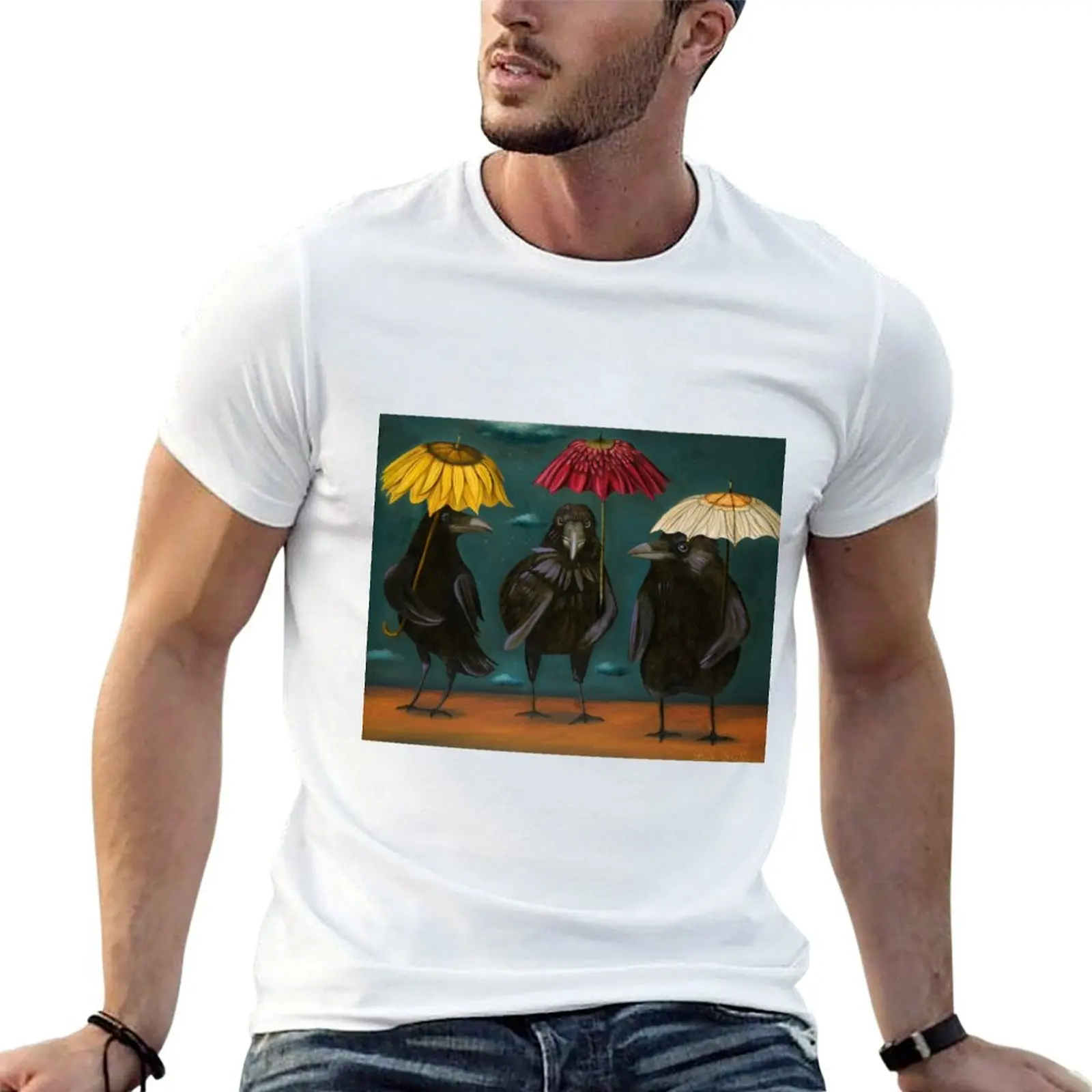 

Ravens Rain T-Shirt man t shirt heavy cotton t shirts for man graphic vintage T-Shirt