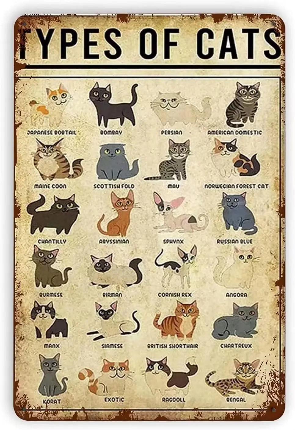 Pancarte en métal aluminium vintage sur le thème des chats, 8x12 pouces, pour la maison, le bar ou le pub