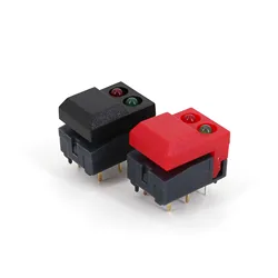 10Pcs PB86-A2 8Pin Red and Green LED Momentary SPDT Square Push Button Tact Switch for Stage Equipment Control