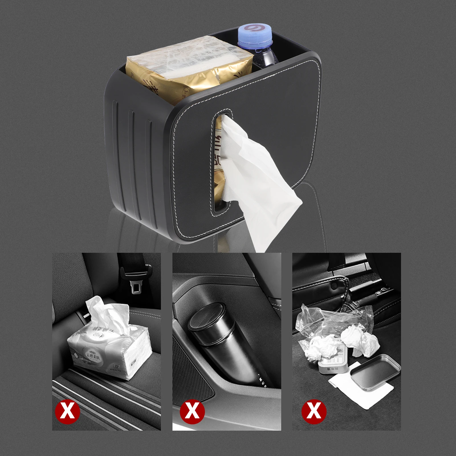 

Multifunctional Car Trash Can Mini Garbage Bin For Vehicle Seat Back Headrest Console Durable Portable Automotive Organizer Easy