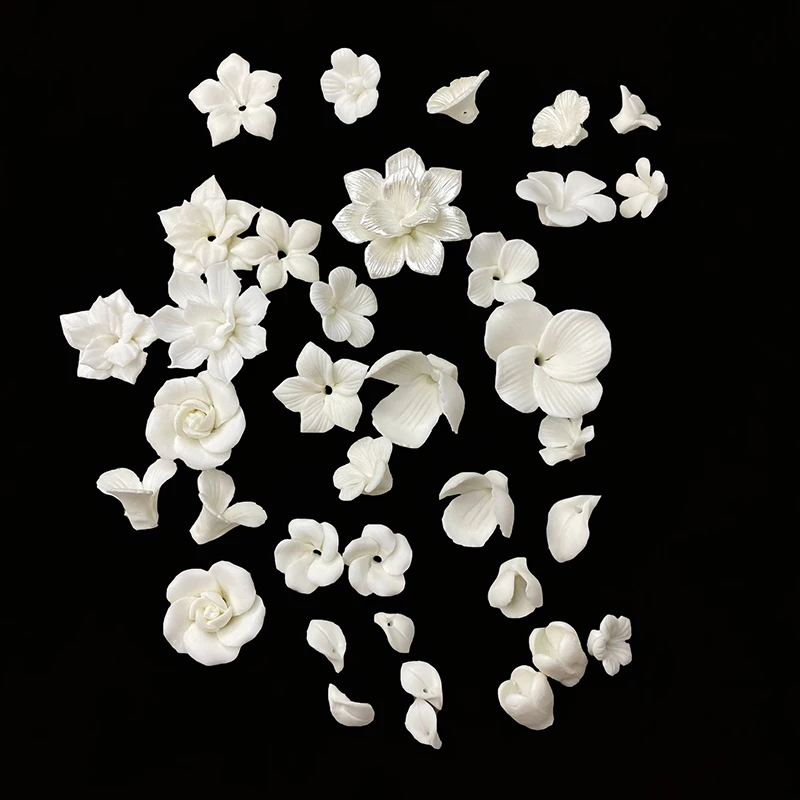 

5Pcs/lot Exquisite Elegant White Ceramics Flower Charms for Earrings Hair Accessories DIY Pendant Loose Materials Jewelry Making