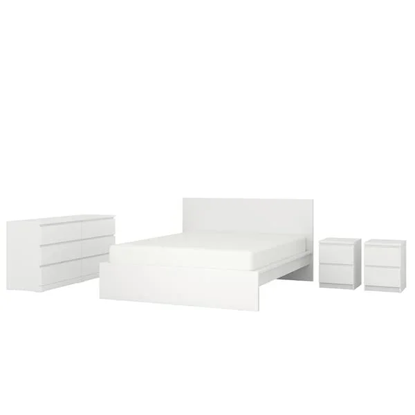 L ForManufacturer Durable High Quality White Modern Design Bed Wardrobe Nightstand Panel Furniture Set For Bedroom Or Living R