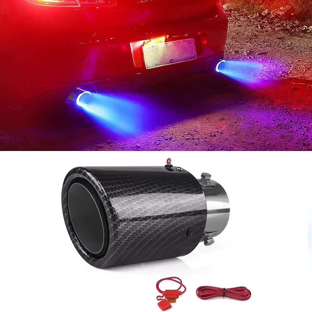 

Carbon Fiber Car Exhaust with LED Light SS Muffler Tip 2.5" For BMW Universal