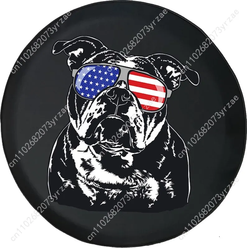 

American Flag Bulldog Various Models Spare Car Tire Cover Prevention Sand Dust rainwaterTire Cover Sturdy Durable Tire Covers
