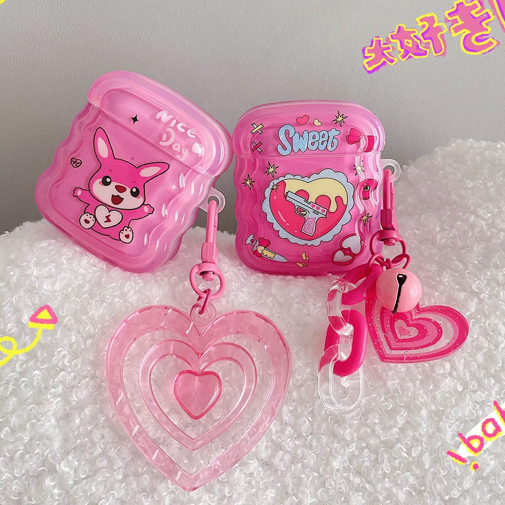 かわいいハート柄イヤホンケースairpodsためairpod 3ケース愛ペンダント用ポッドプロ2ソフトシリコン保護ボックス