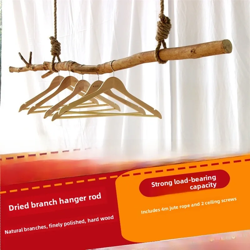 

Simple Clothing Store Coat Hanger Wooden Branches Ceiling Mounted Clothes Drng Rod Children's Wear Hanging Sle Wood Sti...