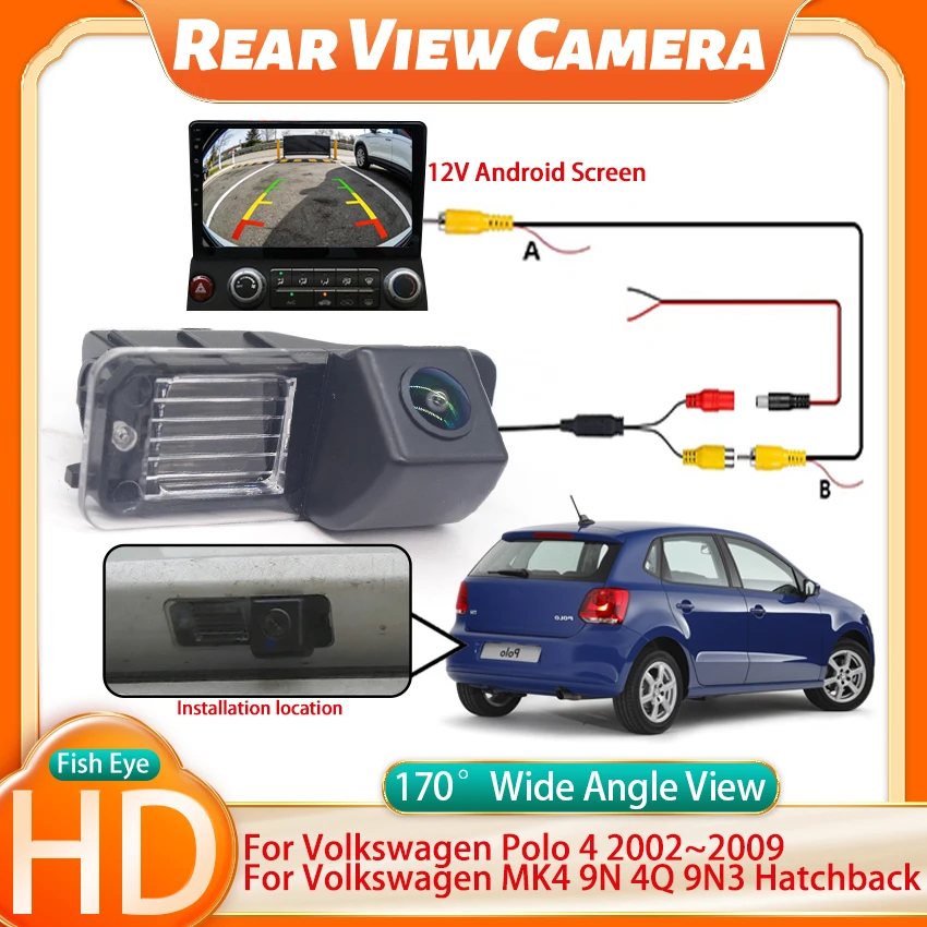 1080x720P HD Backup Rear View Camera For Volkswagen Polo 4 2002~2009 MK4 9N 4Q 9N3 Hatchback license plate Camera parking Camera