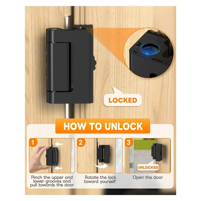 BAAG-Extra Latch Stopper For Door For Travel Portable Door Lock For Hotel, Home Apartment Security Reinforcement