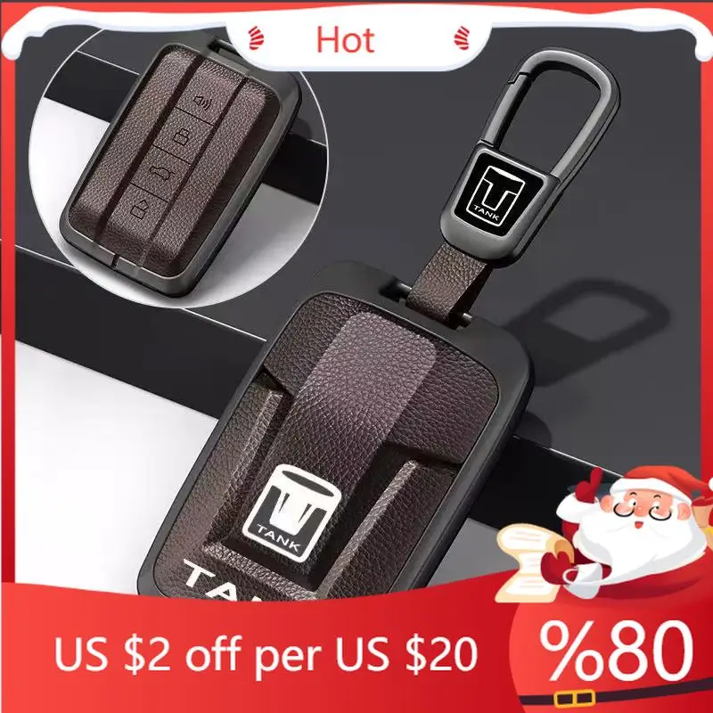 

Горячий автомобильный кожаный чехол для ключей из цинкового сплава, держатель для Great Wall GWM WEY TANK 300 500 Tank300, защитные наклейки для ключей Sh, внутренние наклейки