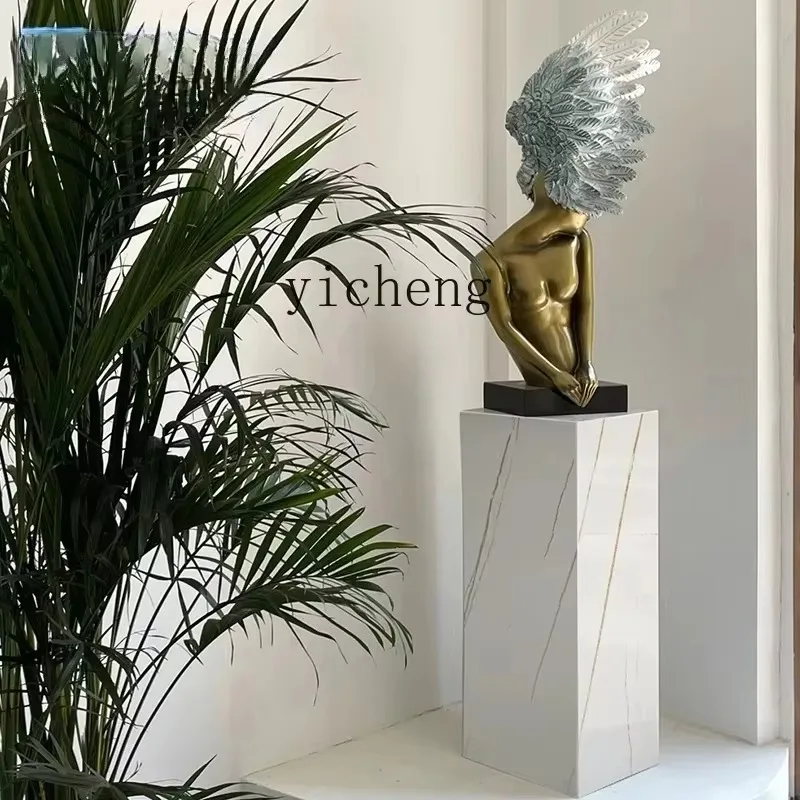 BJ-1 Marble Base Entrance Floor Slate Ornament Living Room TV Cabinet Light Luxury Sculpture Display Stone Pier