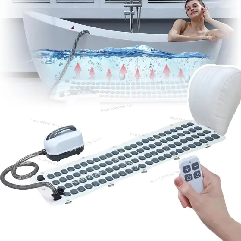 For Electric Bath Bubble Massage Mattress Waterproof Bath Spa Bubble Massage Mat Full Body Bubble Bath Thermal Massager